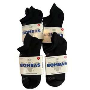 Bombas Women's Black Ankle Socks Medium Honeycomb Arch Support 4-Pack